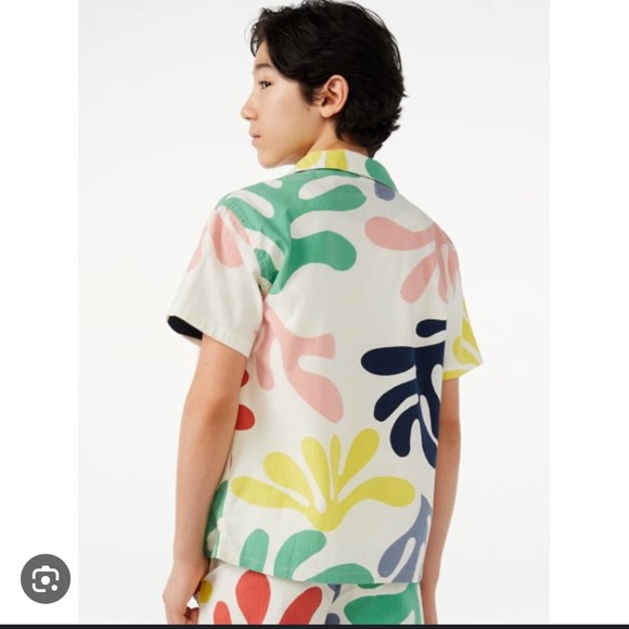 Free Assembly Boys Short Sleeve Print Seersucker Camp Shirt. - Picture 10 of 11